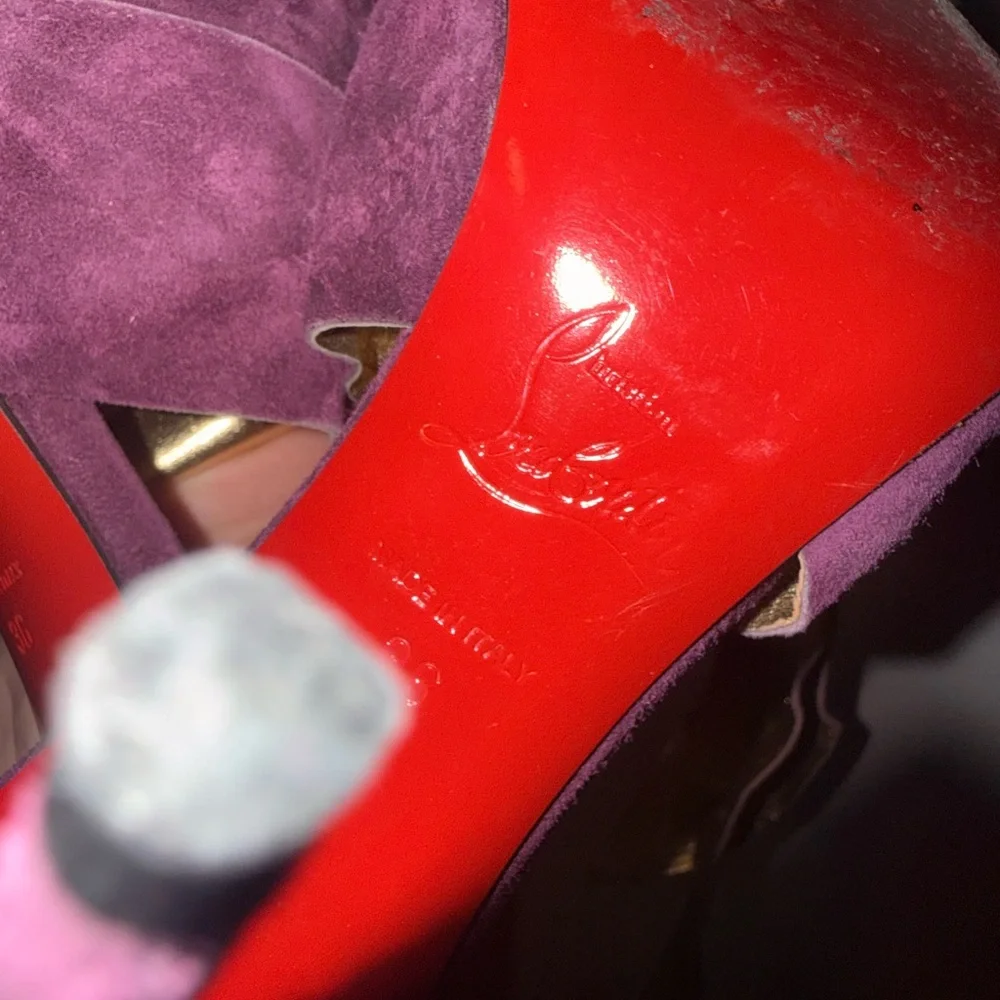 Christian Louboutin Purple Plum Suede Heels Pointed Toe Size 36 - Picture 8 of 8